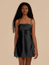 Black - Sheath Spaghetti Straps Satin Homecoming Dress