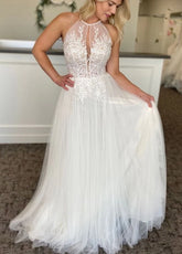 A-line Lace Tulle Wedding Dress Boho Style Online