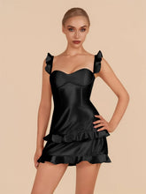 Black - Sweetheart Satin Ruffles Short Homecoming & Cocktail Dresses