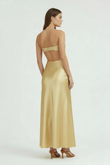 Aqua Sweetheart Sheath Satin Open Back Prom Dresses With Cutout