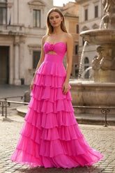 A-Line Sweetheart Layered Chiffon Sleeveless Formal Prom Dress