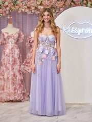 A-Line Strapless Tulle Homecoming Dress With 3D Flowers