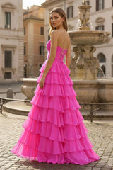 A-Line Sweetheart Layered Chiffon Sleeveless Formal Prom Dress