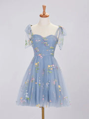 Aline Short Sweetheart Tulle Floral Homecoming Dress