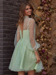 A-Line Corset Homecoming Dress with Sleeves