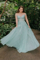 A-line Sweetheart Lace Tulle Prom Dress with Slit