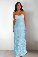 Blue - Sheath Sweetheart Long Prom Dresses with Sequins