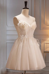 A Line Sweetheart Spaghetti Straps Tulle Short Homecoming Dresses