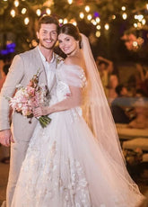 Appliques 3D Flowers Wedding Dresses Off-the-shoulder