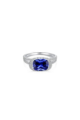 2.5 Carat Fat Rectangle Sapphire Engagement Ring
