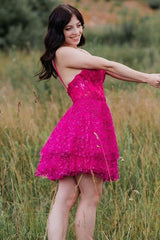 A-Line Spaghetti Straps Short Homecoming Dress with Appliques