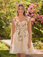 3D Flower Tulle Short Length Prom Dresses