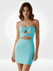 Aqua - Strapless Sheath Short Homecoming & Cocktail Dresses With Keyhole