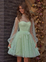 A-Line Corset Homecoming Dress with Sleeves