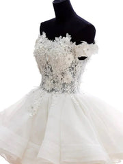 A-Line Lace Organza Appliqued Off-the Shoulder Prom Dress