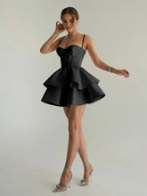 Black - A Line Sweetheart Satin Ruffles Short Homecoming Dress