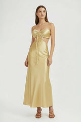 Aqua Sweetheart Sheath Satin Open Back Prom Dresses With Cutout