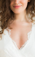 A-Line Sleeveless V-Neck Lace Satin Weddig Dress