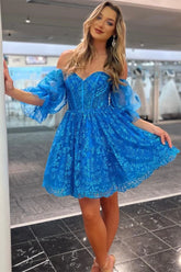 A-line Sweetheart Sequined Lace Homecoming Dress