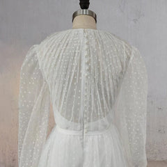 A-Line Polka Dot Illusion Charm Asymmetrical Wedding Dress