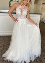 A-line Lace Tulle Wedding Dress Boho Style Online