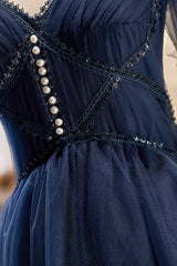A-line V Neck Tulle Homecoming Dresses