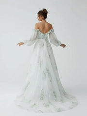 A-Line Floral Appliqued Majesty Bridal Wedding Dress with Ruffles