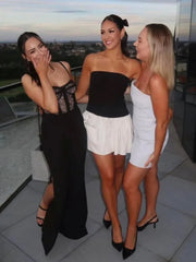 Black - Strapless A Line Short Panel Homecoming Dresses