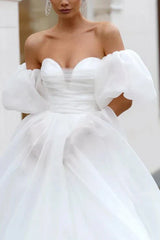 A Line Sweetheart White Hall Casual Wedding Dress Simple Bridal Gowns