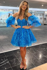 A-line Sweetheart Sequined Lace Homecoming Dress