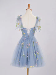 Aline Short Sweetheart Tulle Floral Homecoming Dress