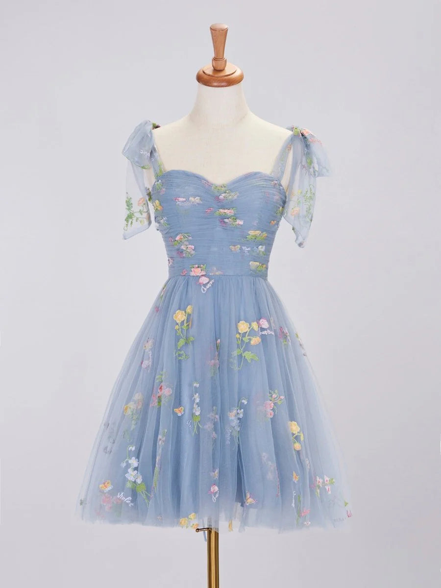Aline Short Sweetheart Tulle Floral Homecoming Dress
