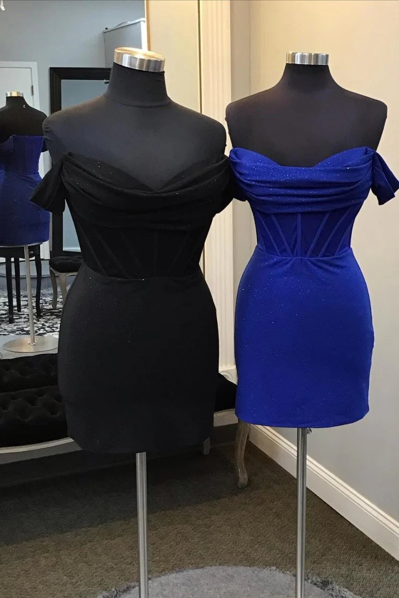 Black - Off The Shoulder Spandex Bodycon Homecoming Dresses