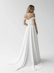 A-Line Off the Shoulder Beaded Wedding Dress