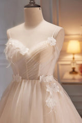A Line Sweetheart Spaghetti Straps Tulle Short Homecoming Dresses