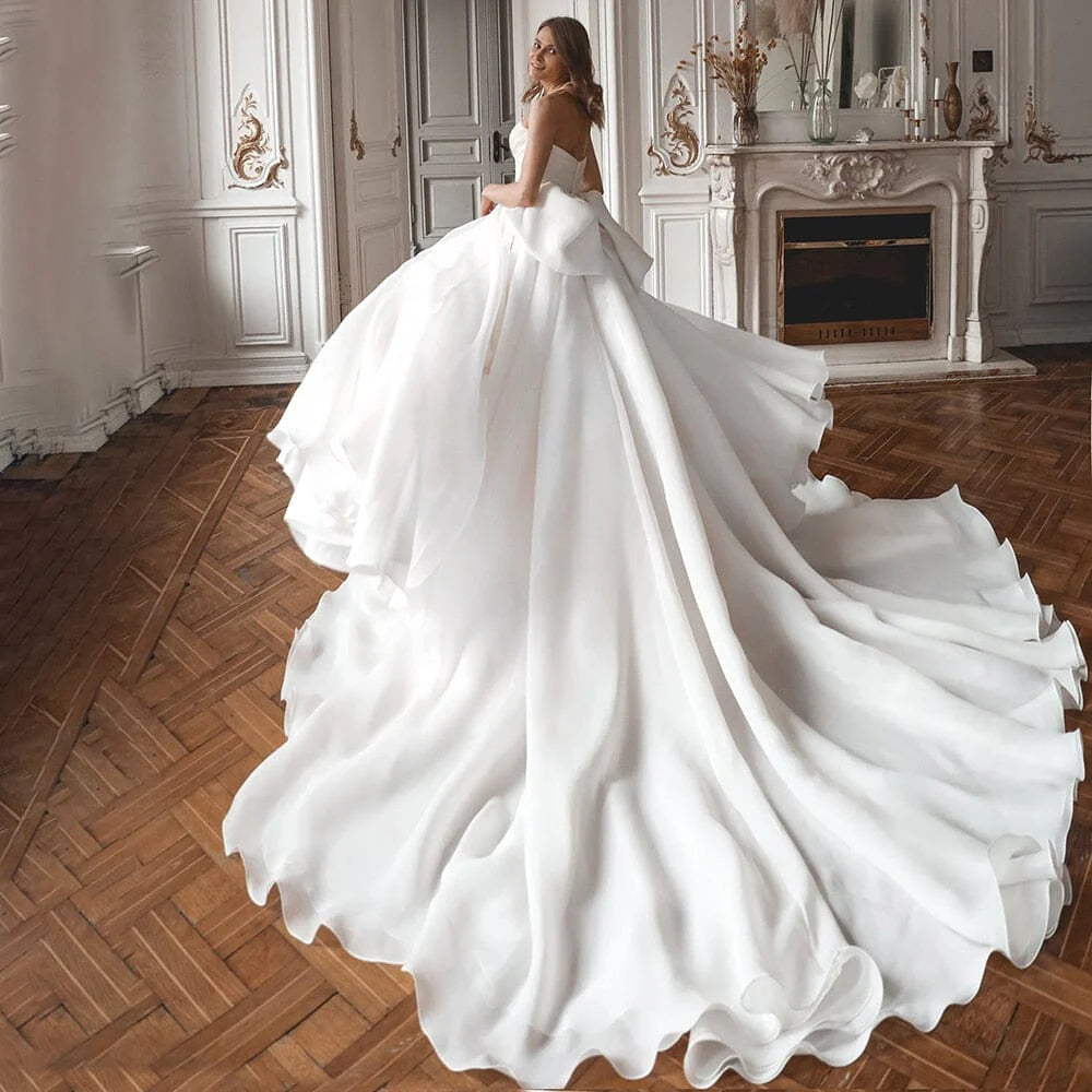 A-Line Off the Shoulder White Wedding Dress with Slit