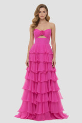 A-Line Sweetheart Layered Chiffon Sleeveless Formal Prom Dress
