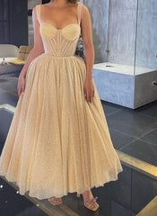 A line Sweetheart Sparkling Tulle Homecoming Dress