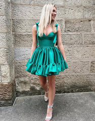 A-line Spaghetti Straps Homecoming Dress with Ruffle