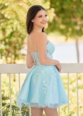 A-Line Tulle Lace Homecoming Dress with Appliques