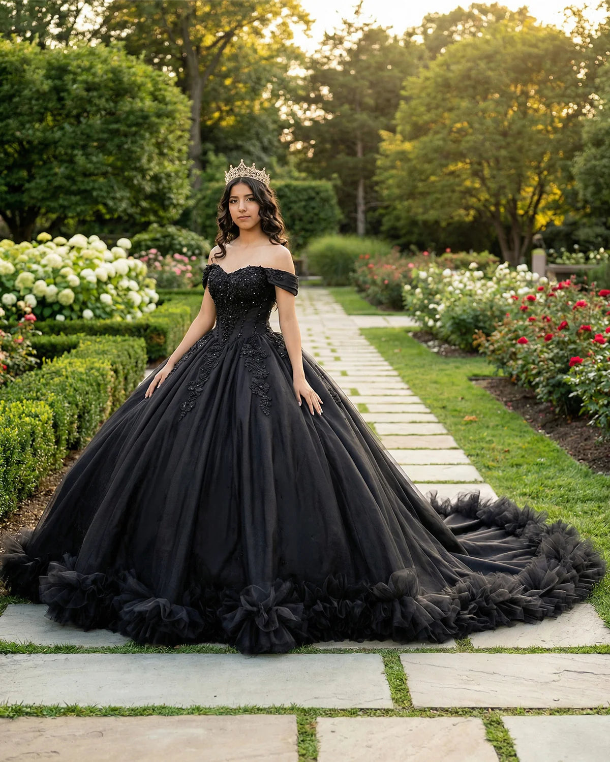Ball Gown Tulle Off the Shoulder Quinceanera Prom Dress