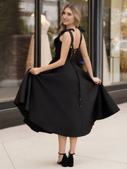 A line Sweetheart Satin Tea Length Homecoming Dress