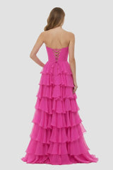 A-Line Sweetheart Layered Chiffon Sleeveless Formal Prom Dress