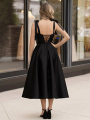 A line Sweetheart Satin Tea Length Homecoming Dress